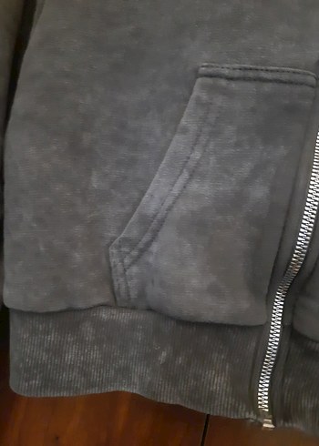 s Beden gri Renk Gri Fermuarlı Kısa Kadın Sweatshirt