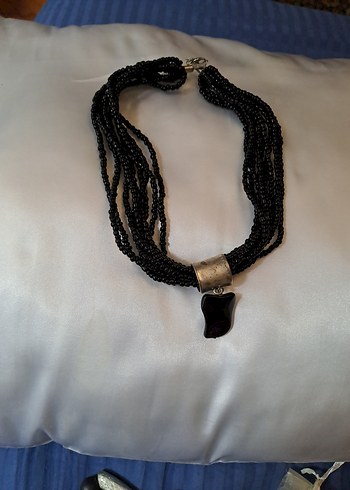 siyah Boncuklu  Kadın Kolye - Görsel 2