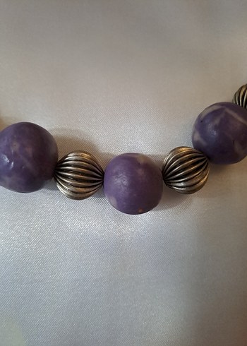 Mor Boncuklu Bohem Midi Kolye - Görsel 2