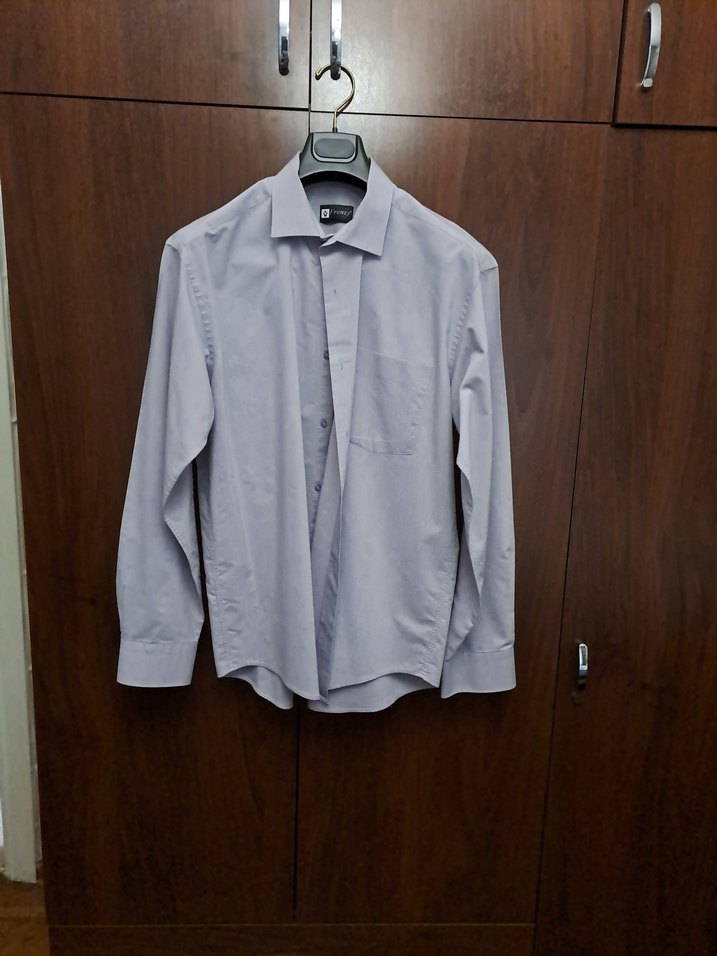 Gri Uzun Kollu Düğmeli Erkek Gömlek - Görsel 4