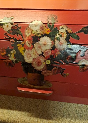 Koyu Kırmızı Ahşap ekmek kutusu - Görsel 2