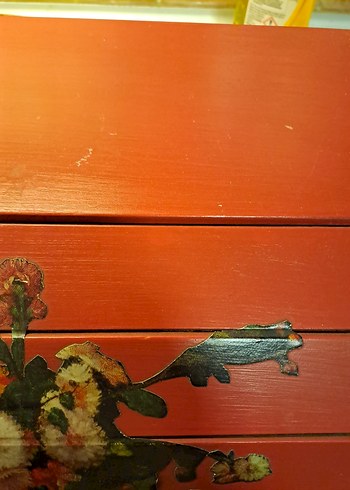 Koyu Kırmızı Ahşap ekmek kutusu - Görsel 3