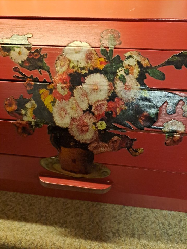 Koyu Kırmızı Ahşap ekmek kutusu - Görsel 2