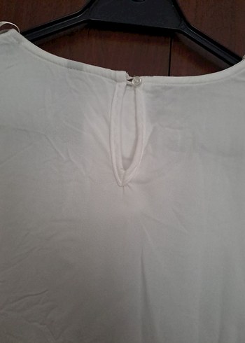 Beyaz Uzun Kollu Keten Kadın Bluz - Görsel 3