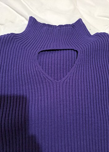 Mor Yüksek Yakalı Kadın Triko Kazak - Görsel 2