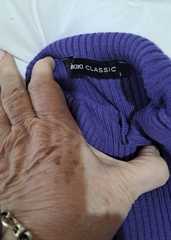 Mor Yüksek Yakalı Kadın Triko Kazak - Görsel 3