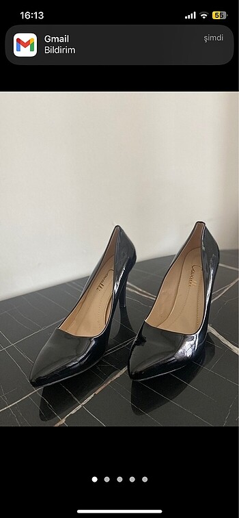 Nine West Siyah rugan stiletto topuklu parlak