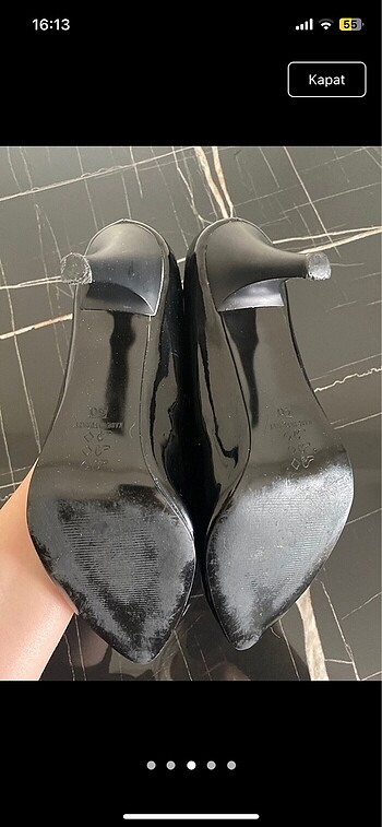 40 Beden Siyah rugan stiletto topuklu parlak