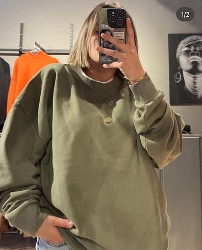 Haki yeşili sweatshirt