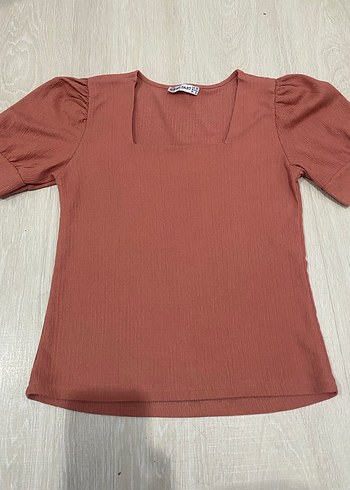 Kısa Kol Pastel Gül Kurusu Bluz