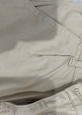Diğer Bej Kadın Midi Kemerli Bol Pantolon