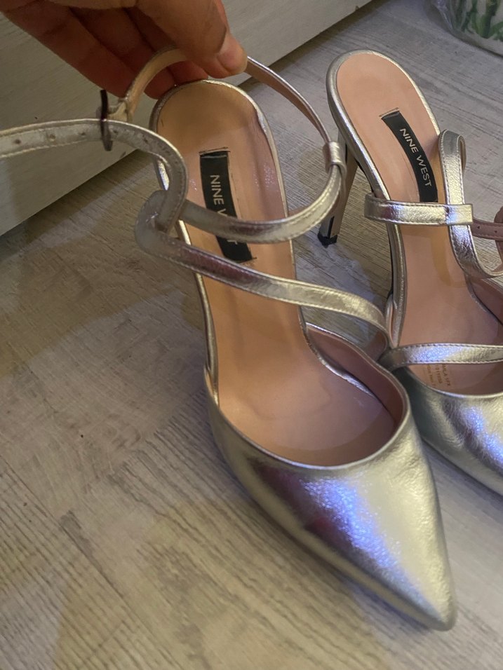 Gümüş Renkli Stiletto Topuklu Kadın Abiye Ayakkabı - Görsel 3