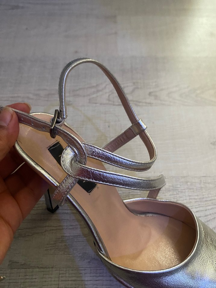 Gümüş Renkli Stiletto Topuklu Kadın Abiye Ayakkabı - Görsel 2