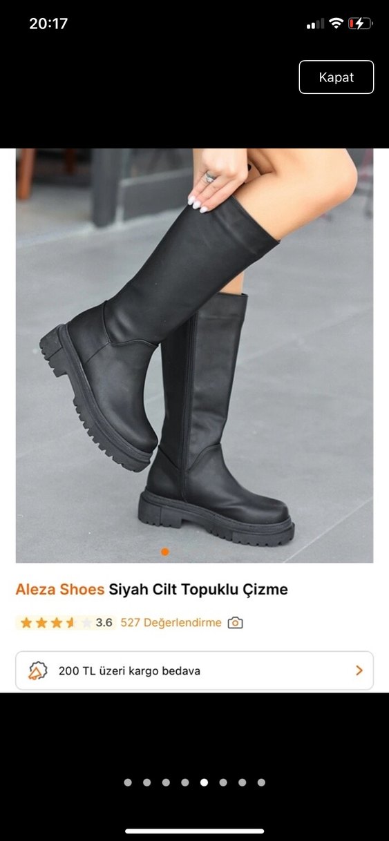 Aleza Shoes Siyah Deri Topuklu Dizüstü Çizme - Görsel 4