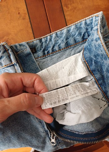 l Beden mavi Renk Kadın Mavi Yırtık Denim Mini Etek