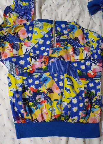 Çiçekli Renkli Kız Bluzu, Uzun Kollu - Görsel 2