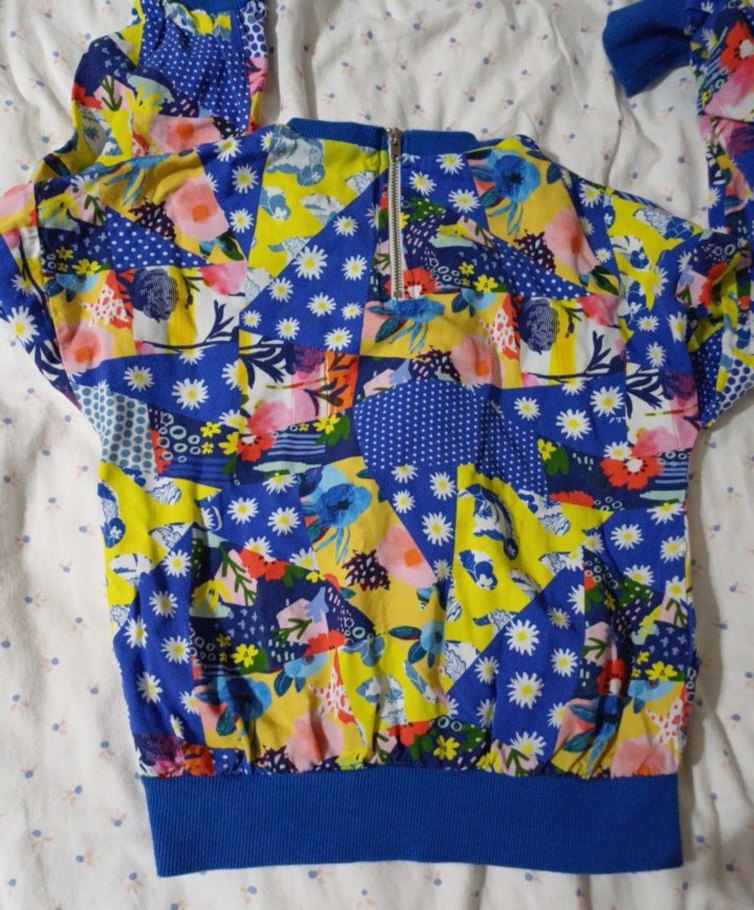 Çiçekli Renkli Kız Bluzu, Uzun Kollu - Görsel 2