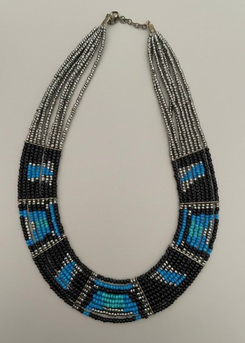 Bohem Tarz Uzun Boncuklu Turkuaz Kolye - Görsel 3