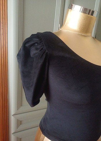 Tek Omuz Siyah Kadın Bluz - Görsel 2