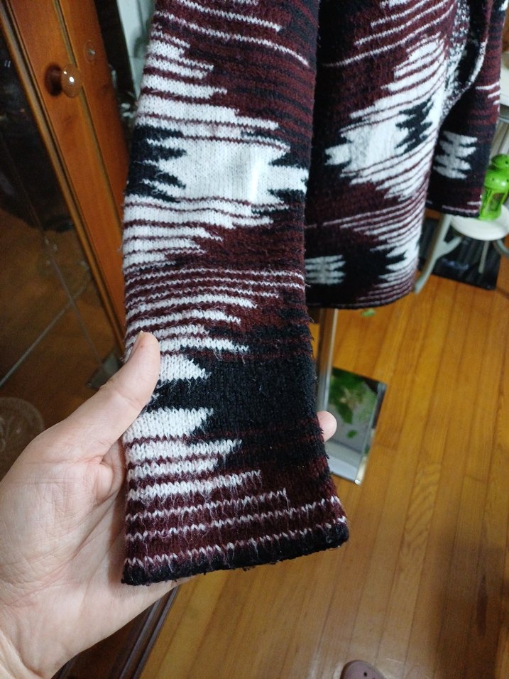 Bohem Bordo Uzun Örgü Hırka - Görsel 3