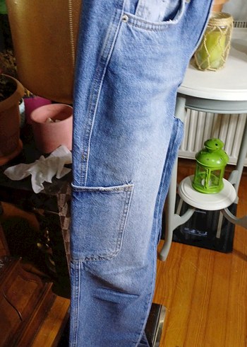 Kadın Mavi Bol Kesim Midi Kot Pantolon - Görsel 2