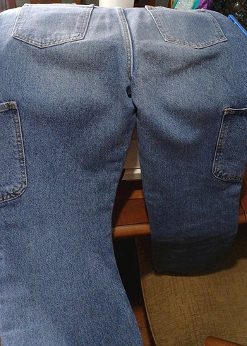 Kadın Mavi Bol Kesim Midi Kot Pantolon - Görsel 3