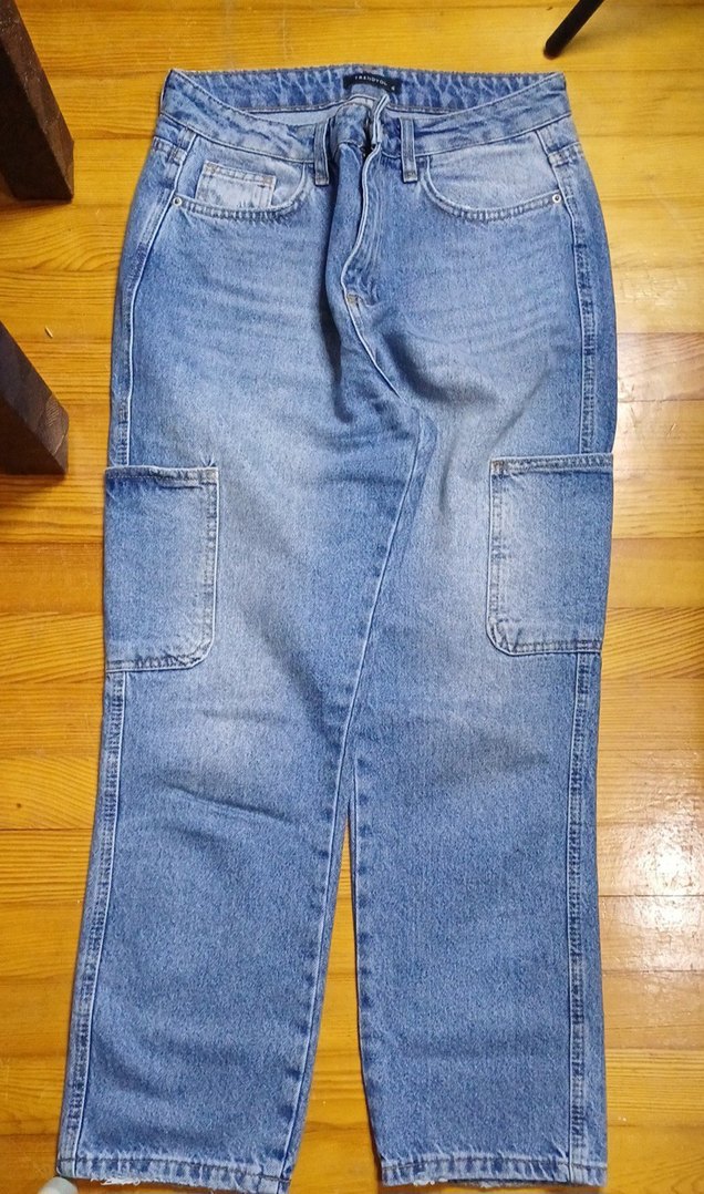 Kadın Mavi Bol Kesim Midi Kot Pantolon - Görsel 4