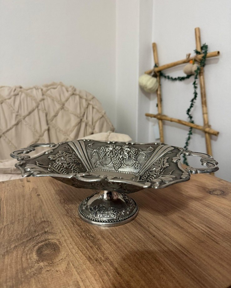 Gri Parlak Dekoratif Şekerlik - Görsel 4