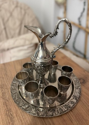 Bohem Gri Nakışlı Servis Seti Gümüş - Görsel 2