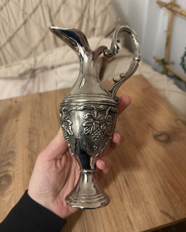 Bohem Gri Nakışlı Servis Seti Gümüş - Görsel 4