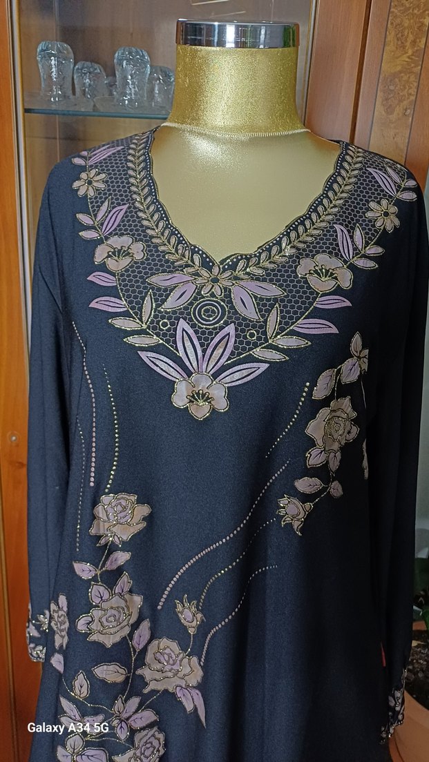 Boncuk İşlemeli Mor Uzun Kollu Bohem Bluz - Görsel 4