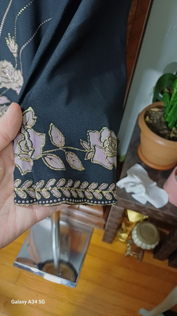 Boncuk İşlemeli Mor Uzun Kollu Bohem Bluz - Görsel 5