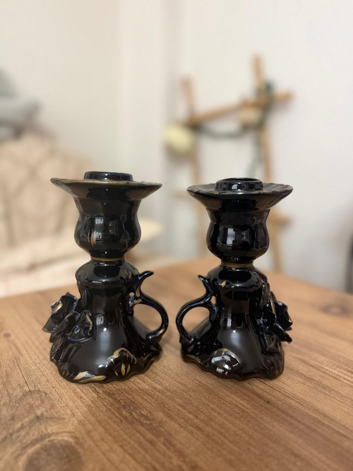 Siyah Seramik Şamdan Çift Set - Görsel 4