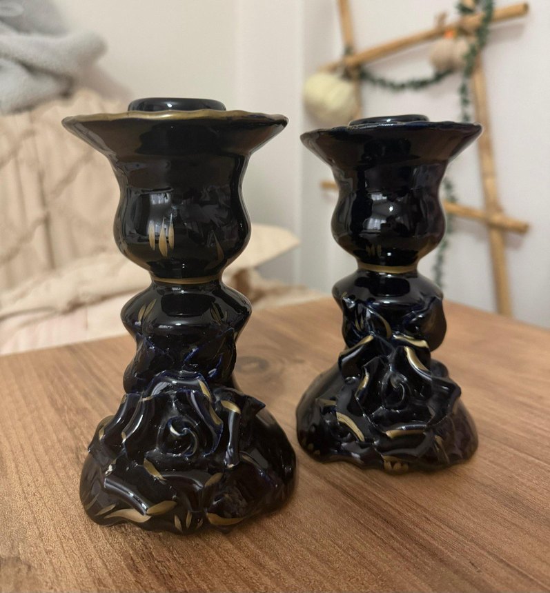 Siyah Seramik Şamdan Çift Set - Görsel 5