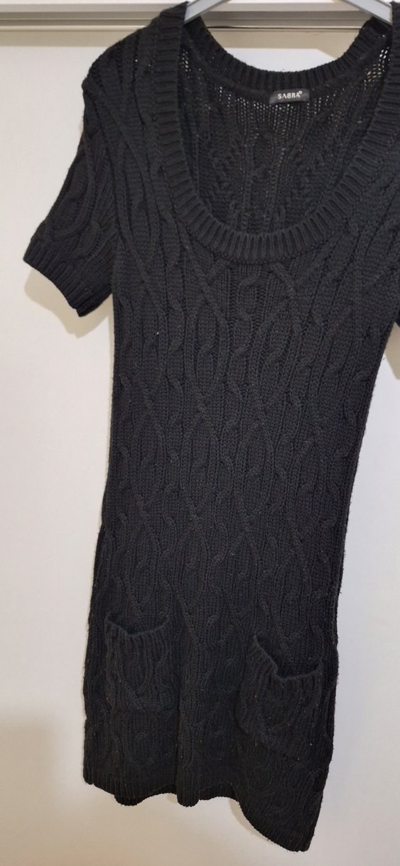 Siyah Örgü Kısa Kollu Kadın Kazak - Görsel 2