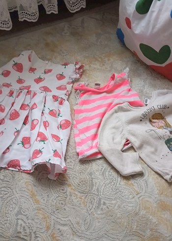 Bebek Kız Örme Kısa Kollu Baskılı Elbise