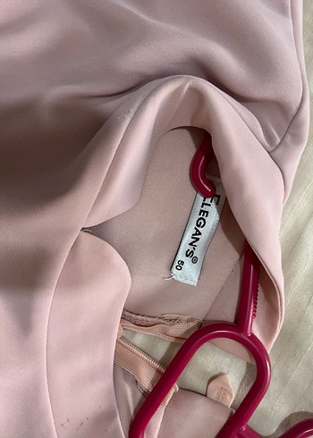 Uzun Pudra Renkli Drapeli Kadın Abiye Elbise - Görsel 4