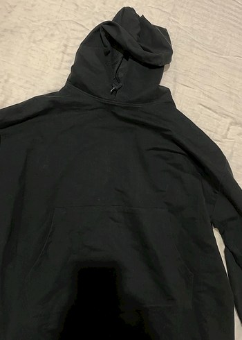 Siyah Kapüşonlu Salaş Kadın Sweatshirt tesettüre uygun - Görsel 3