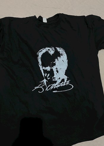 Siyah Atatürk Baskılı Erkek Tişört - Görsel 2