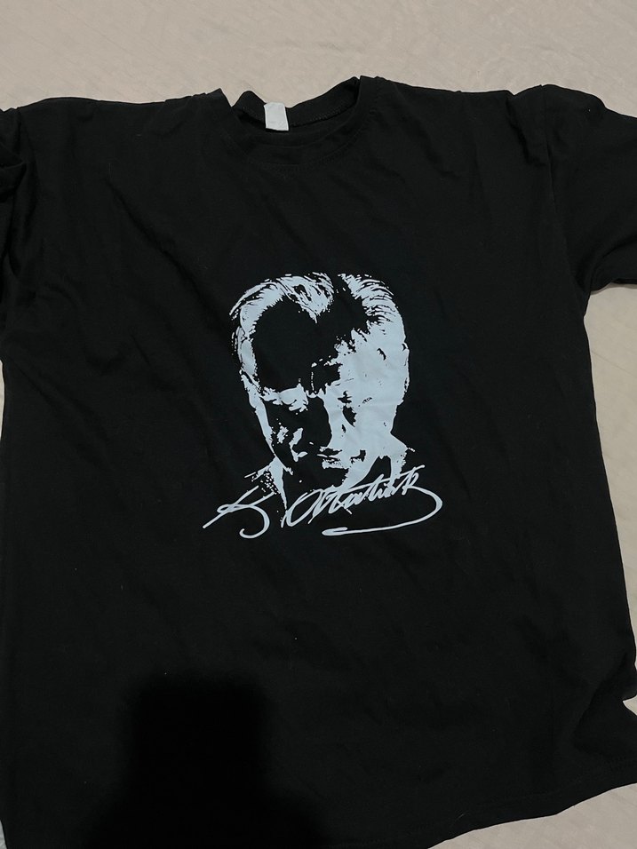 Siyah Atatürk Baskılı Erkek Tişört - Görsel 2