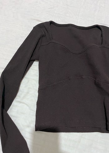 Acı kahve v Yaka Uzun Kollu Kadın Bluz - Görsel 2