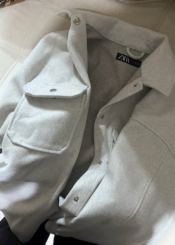 26 Beden gri Renk Gri oversize standart Boy Kadın Ceket kaşe