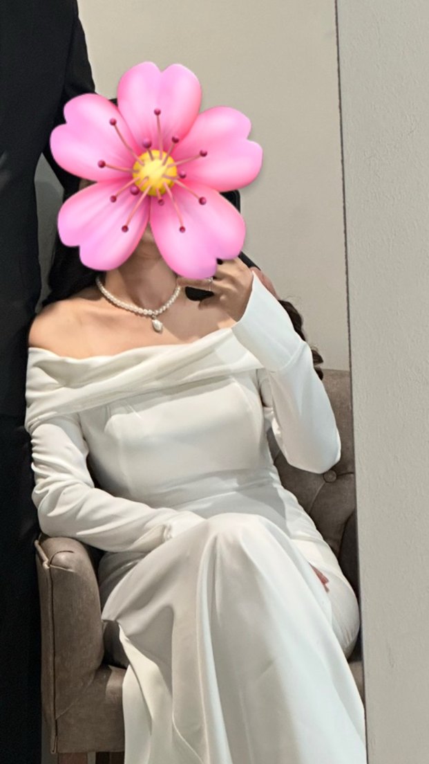 Beyaz Straplez Uzun Kollu Drape Detaylı Nikah elbisesi - Görsel 3