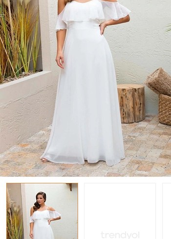 Bohem Tarzı Uzun Beyaz A Kesim Gelinlik - Görsel 4