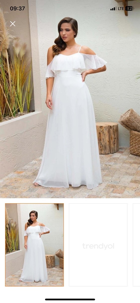 Bohem Tarzı Uzun Beyaz A Kesim Gelinlik - Görsel 4
