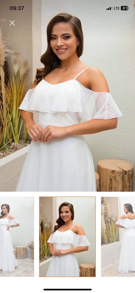 Bohem Tarzı Uzun Beyaz A Kesim Gelinlik - Görsel 3