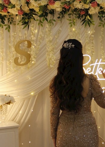 Bej Uzun Kollu Abiye Elbise - Görsel 6