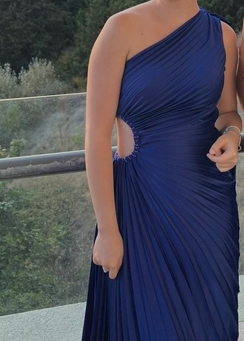 Alfabeta saks mavisi Abiye Elbise - Görsel 2