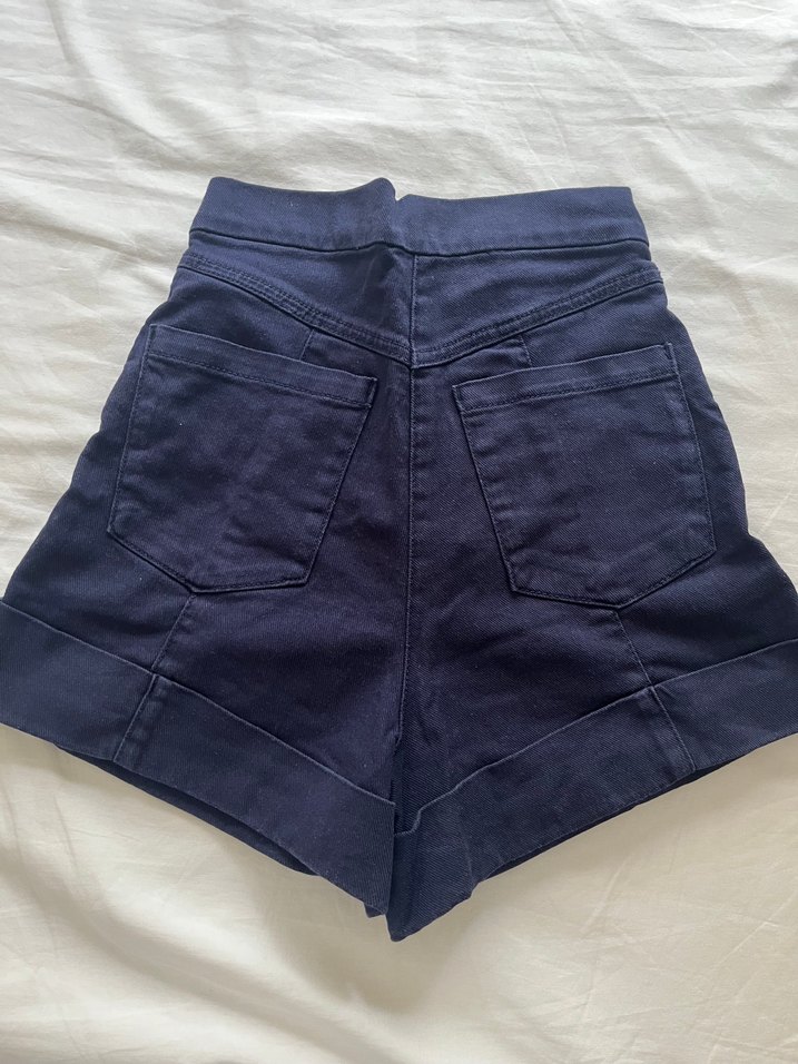 Mudo Lacivert Yüksek Bel Mini  Şort - Görsel 2