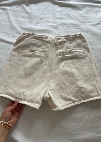 Zara Beyaz Pamuklu Mini Şort - Görsel 2
